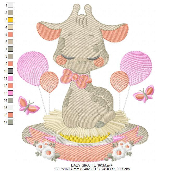 Baby Giraffe embroidery design - Animal embroidery designs machine embroidery pattern - girl embroidery file - girl embroidery toddler