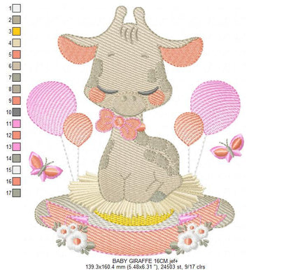 Baby Giraffe embroidery design - Animal embroidery designs machine embroidery pattern - girl embroidery file - girl embroidery toddler