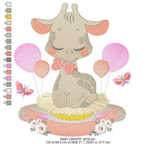 Cargar imagen en el visor de la galería, Baby Giraffe embroidery design - Animal embroidery designs machine embroidery pattern - girl embroidery file - girl embroidery toddler
