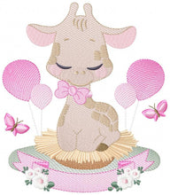 Charger l&#39;image dans la galerie, Baby Giraffe embroidery design - Animal embroidery designs machine embroidery pattern - girl embroidery file - girl embroidery toddler
