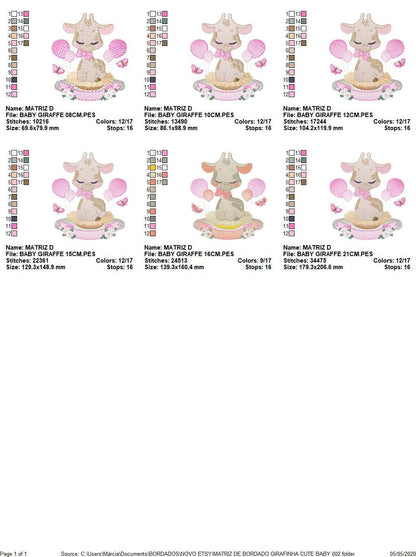 Baby Giraffe embroidery design - Animal embroidery designs machine embroidery pattern - girl embroidery file - girl embroidery toddler