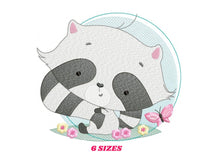 Laden Sie das Bild in den Galerie-Viewer, Raccoon embroidery designs - Animal embroidery design machine embroidery pattern - Woodland animal embroidery file - Baby girl embroidery
