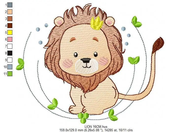 Lion embroidery designs - Safari embroidery design machine embroidery pattern - Baby boy embroidery file - Lion king embroidery download pes Marcia Embroidery