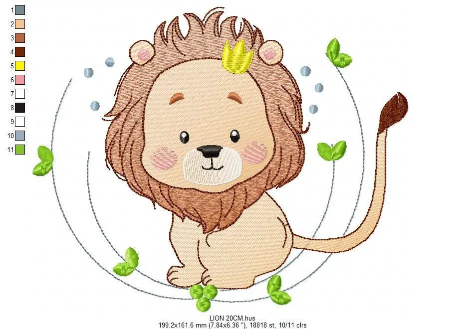 Lion embroidery designs - Safari embroidery design machine embroidery pattern - Baby boy embroidery file - Lion king embroidery download pes Marcia Embroidery