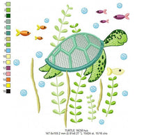 Charger l&#39;image dans la galerie, Turtle embroidery design - Ocean animal embroidery designs machine embroidery pattern - Baby boy embroidery - Sea fish embroidery download
