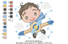 Cargar imagen en el visor de la galería, Pilot embroidery designs - Plane embroidery design machine embroidery pattern - Baby boy embroidery file - instant download Aviator toddler
