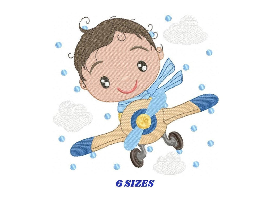 Pilot embroidery designs - Plane embroidery design machine embroidery pattern - Baby boy embroidery file - instant download Aviator toddler