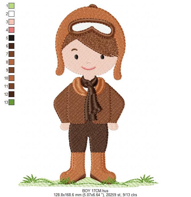 Pilot embroidery designs - Aviator embroidery design machine embroidery pattern - Baby boy embroidery file - instant download plane toddler