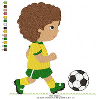 Load image into Gallery viewer, Baby boy embroidery designs - Soccer embroidery design machine embroidery file - Boy with ball embroidery - Soccer player instant download
