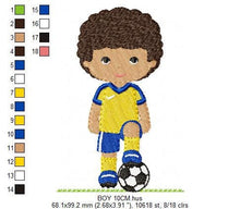 Load image into Gallery viewer, Baby boy embroidery designs - Soccer embroidery design machine embroidery file - Boy with ball embroidery - Soccer player instant download
