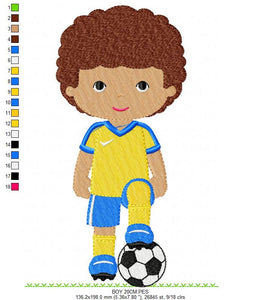 Baby boy embroidery designs - Soccer embroidery design machine embroidery file - Boy with ball embroidery - Soccer player instant download