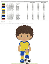 Load image into Gallery viewer, Baby boy embroidery designs - Soccer embroidery design machine embroidery file - Boy with ball embroidery - Soccer player instant download
