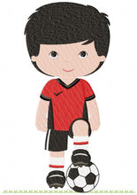 Cargar imagen en el visor de la galería, Baby boy embroidery designs - Soccer embroidery design machine embroidery file - Boy with ball embroidery - Soccer player instant download
