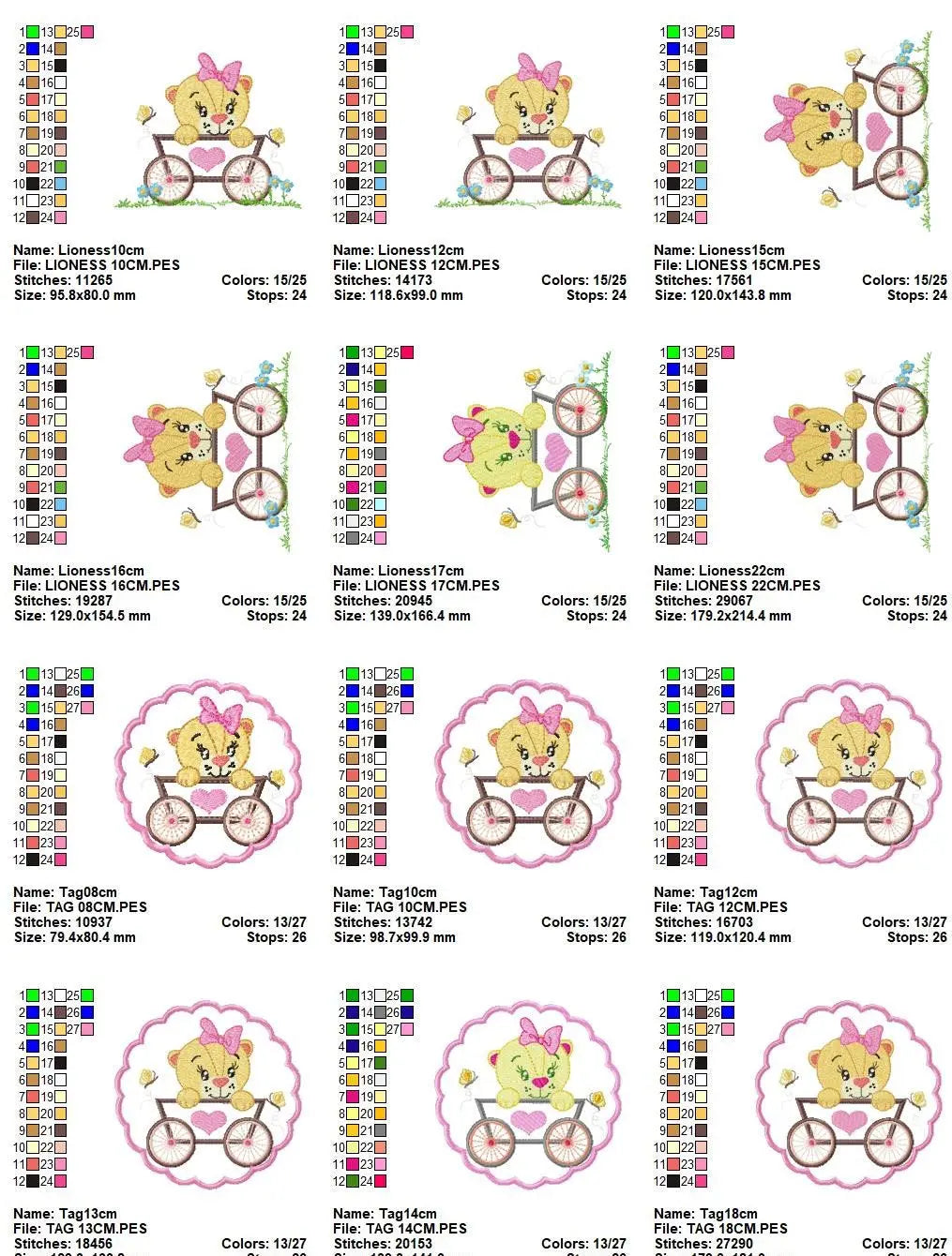 Lioness embroidery designs - Lion embroidery design machine embroidery pattern - Animal embroidery - Baby girl embroidery instant download Marcia Embroidery