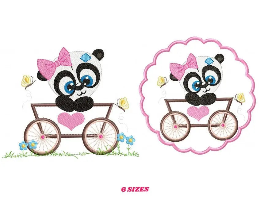 Panda embroidery design - Animal embroidery designs machine embroidery pattern - Baby girl embroidery file - tag embroidery instant download Marcia Embroidery