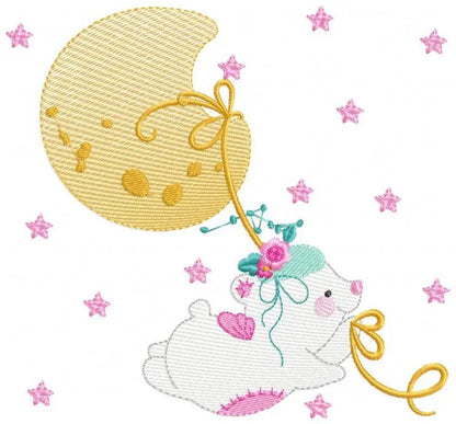 Bear embroidery designs - Teddy embroidery design machine embroidery pattern - Baby girl embroidery file - Baby boy embroidery bear moon Marcia Embroidery