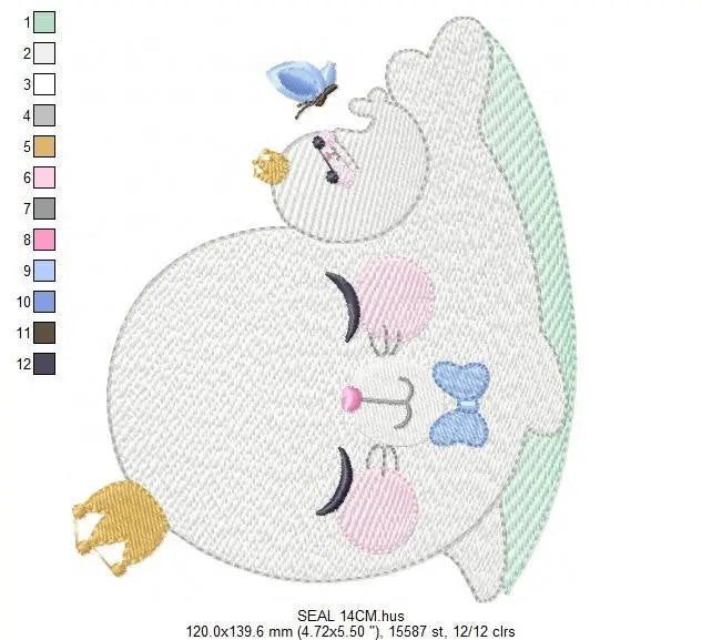 Seal embroidery designs - Seal with baby embroidery design machine embroidery pattern - baby boy embroidery file - seal rippled design kid Marcia Embroidery