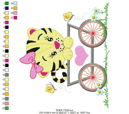 Tiger embroidery design - Animals embroidery designs machine embroidery pattern - Baby girl embroidery - Safari embroidery file Tag Frame Marcia Embroidery