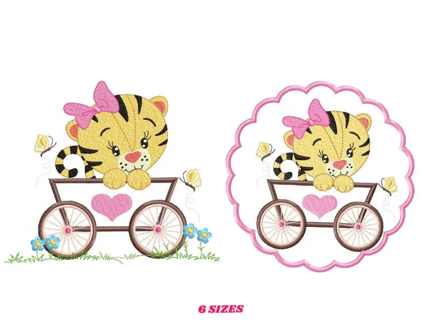 Tiger embroidery design - Animals embroidery designs machine embroidery pattern - Baby girl embroidery - Safari embroidery file Tag Frame Marcia Embroidery