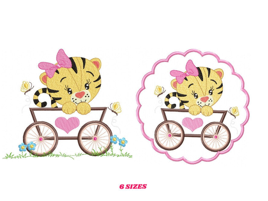 Tiger embroidery design - Animals embroidery designs machine embroidery pattern - Baby girl embroidery - Safari embroidery file Tag Frame