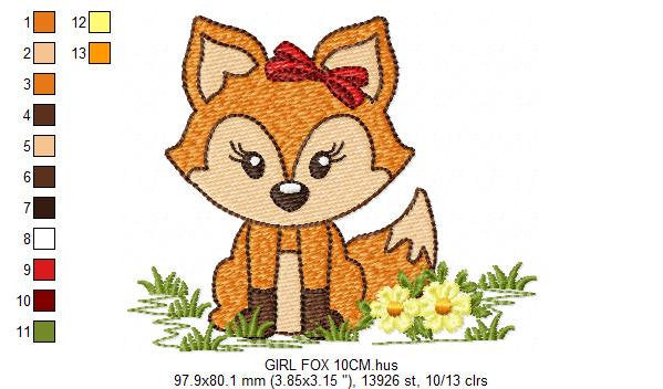 Red Fox embroidery designs - Woodland animals embroidery design machine embroidery pattern - baby girl embroidery file - instant download
