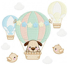 Laden Sie das Bild in den Galerie-Viewer, Dog embroidery designs - Hot air balloon embroidery design machine embroidery pattern - Animal embroidery file - instant download dog birds
