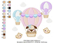 Cargar imagen en el visor de la galería, Dog embroidery designs - Hot air balloon embroidery design machine embroidery pattern - Animal embroidery file - instant download baby girl
