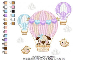 Dog embroidery designs - Hot air balloon embroidery design machine embroidery pattern - Animal embroidery file - instant download baby girl