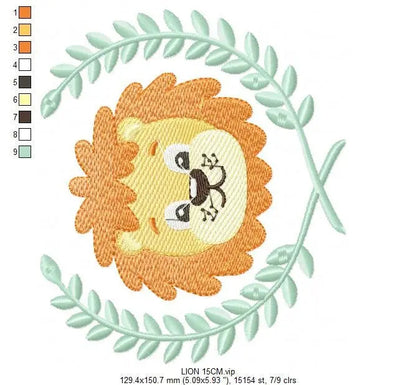 Lion embroidery designs - Safari embroidery design machine embroidery pattern - Baby boy embroidery file - laurel embroidery digital file Marcia Embroidery