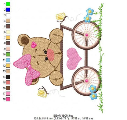 Bear embroidery design - Animals embroidery designs machine embroidery pattern - Baby girl embroidery - Safari embroidery file Tag Frame Marcia Embroidery