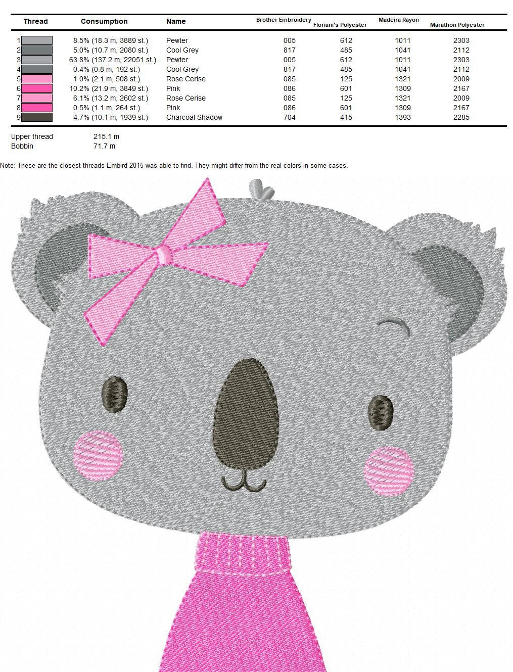 Koala embroidery design - Baby girl embroidery designs machine embroidery pattern - animal embroidery file - blanket pillow towel download