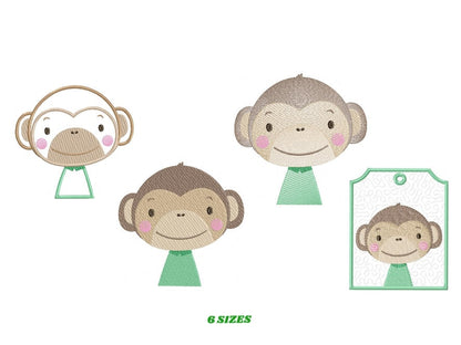 Monkey embroidery designs - Safari embroidery design machine embroidery pattern - Baby boy embroidery file - animal embroidery download
