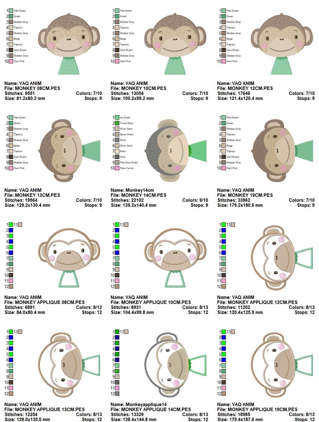 Monkey embroidery designs - Safari embroidery design machine embroidery pattern - Baby boy embroidery file - animal embroidery download