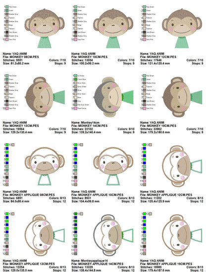 Monkey embroidery designs - Safari embroidery design machine embroidery pattern - Baby boy embroidery file - animal embroidery download