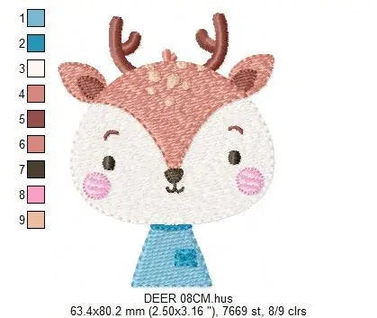 Deer embroidery designs - Safari embroidery design machine embroidery pattern - Baby boy embroidery file -  deer with clothes download HUS Marcia Embroidery