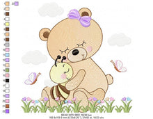 Carica l&#39;immagine nel visualizzatore di Gallery, Bear embroidery designs - Baby girl embroidery design machine embroidery pattern - Bear with bee embroidery file - instant download file
