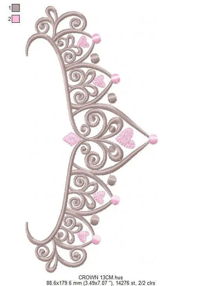Crown embroidery designs - Princess crown embroidery design machine embroidery pattern - Beauty Pageant Crown design - princess queen crown Marcia Embroidery