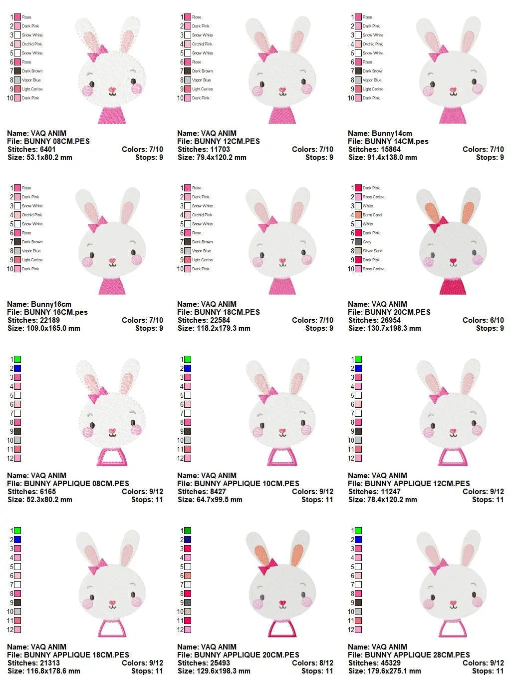 Bunny embroidery designs - Rabbit embroidery design machine embroidery pattern - Baby girl embroidery file - bunny with clothes download Marcia Embroidery