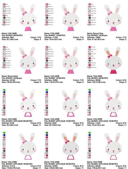 Bunny embroidery designs - Rabbit embroidery design machine embroidery pattern - Baby girl embroidery file - bunny with clothes download Marcia Embroidery