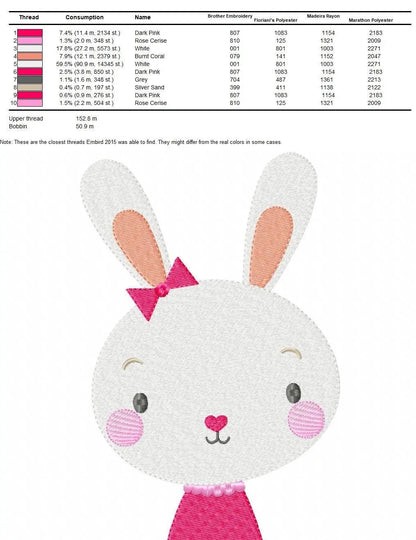 Bunny embroidery designs - Rabbit embroidery design machine embroidery pattern - Baby girl embroidery file - bunny with clothes download Marcia Embroidery