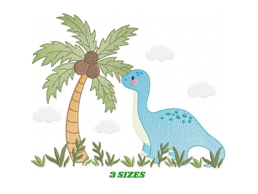 Dinosaur embroidery designs - Dino embroidery design machine embroidery pattern - Baby boy embroidery file Brontosaurus Design digital file