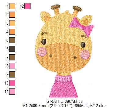 Giraffe embroidery designs - Animal embroidery design machine embroidery pattern - Baby girl embroidery file - giraffe with clothes download