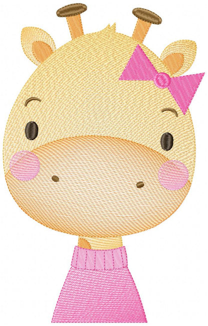Giraffe embroidery designs - Animal embroidery design machine embroidery pattern - Baby girl embroidery file - giraffe with clothes download