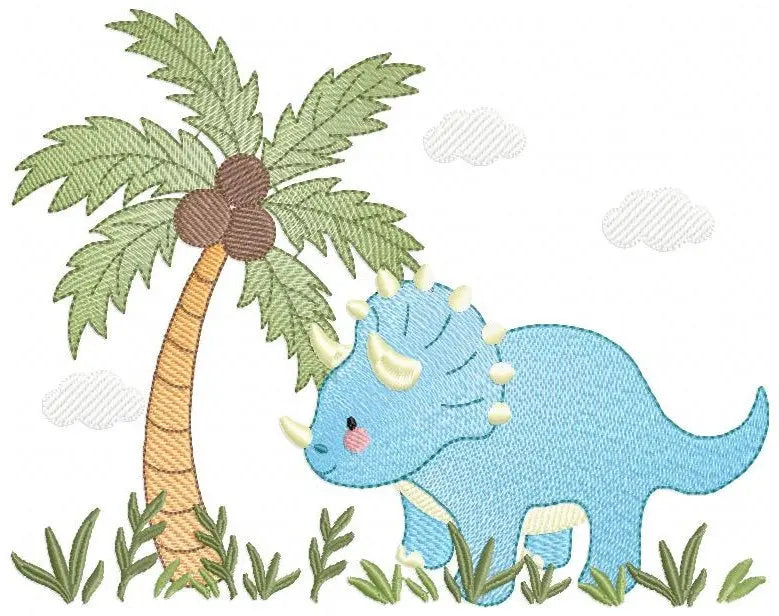 Dinosaur embroidery designs - Dino embroidery design machine embroidery pattern - Baby boy embroidery file Triceratops Design digital file Marcia Embroidery