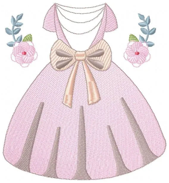 Princess ball dress embroidery designs - Gown machine embroidery pattern - Baby girl file - Pink Ball Dress with flowers - Instant download Marcia Embroidery
