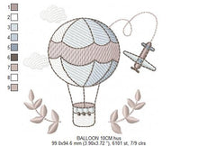 Load image into Gallery viewer, Balloon embroidery designs - Hot air balloon embroidery design machine embroidery pattern - Sky clouds embroidery file - instant download
