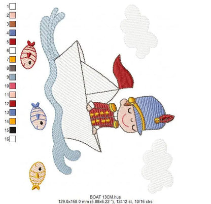 Paper boat embroidery designs - Soldier embroidery design machine embroidery pattern - baby boy embroidery file - instant download  digital Marcia Embroidery