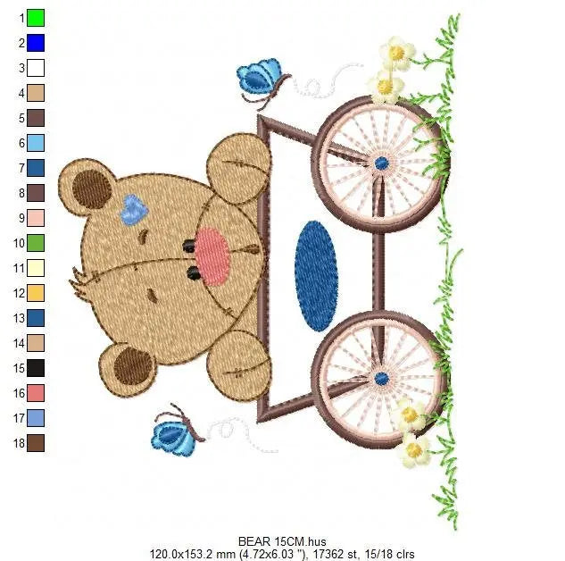 Bear embroidery design - Animals embroidery designs machine embroidery pattern - Baby boy embroidery - Safari embroidery file Tag Frame Marcia Embroidery