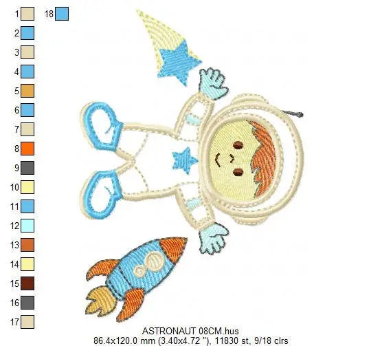 Astronaut embroidery designs - Boy embroidery design machine embroidery pattern - Space embroidery file - Rocket embroidery applique design Marcia Embroidery