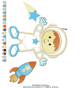 Astronaut embroidery designs - Boy embroidery design machine embroidery pattern - Space embroidery file - Rocket embroidery applique design